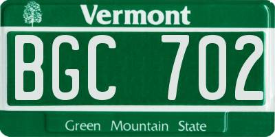 VT license plate BGC702