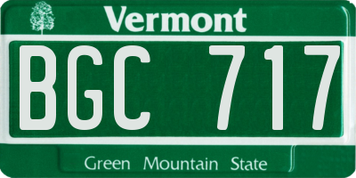 VT license plate BGC717
