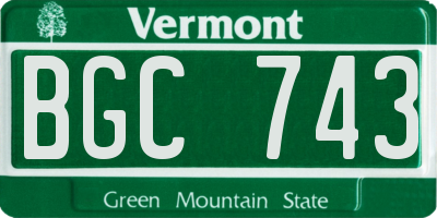 VT license plate BGC743