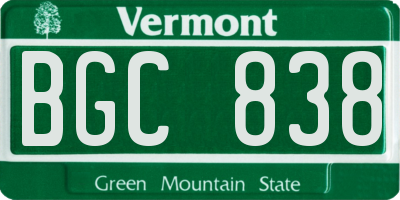 VT license plate BGC838