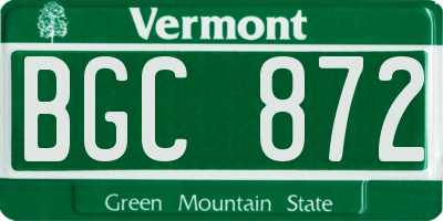 VT license plate BGC872