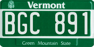 VT license plate BGC891