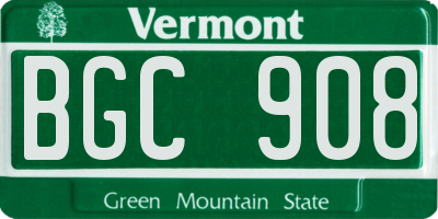 VT license plate BGC908