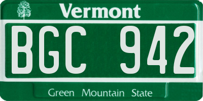 VT license plate BGC942