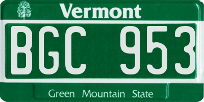 VT license plate BGC953