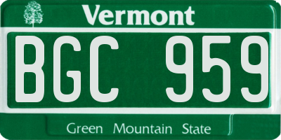 VT license plate BGC959