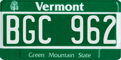 VT license plate BGC962