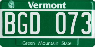 VT license plate BGD073