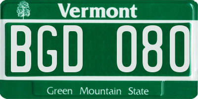 VT license plate BGD080