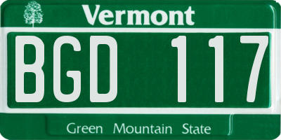 VT license plate BGD117