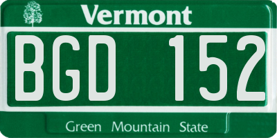 VT license plate BGD152