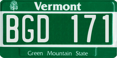 VT license plate BGD171