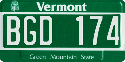 VT license plate BGD174