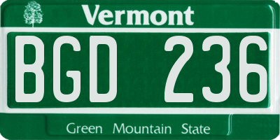 VT license plate BGD236