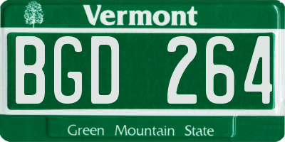 VT license plate BGD264