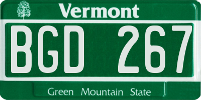 VT license plate BGD267
