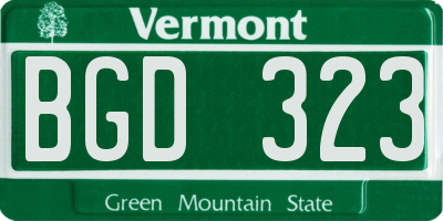 VT license plate BGD323