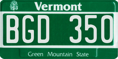 VT license plate BGD350