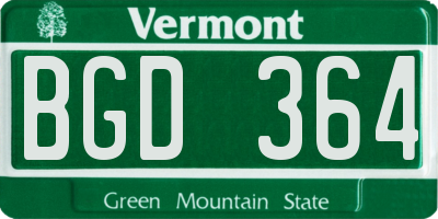 VT license plate BGD364