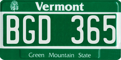 VT license plate BGD365