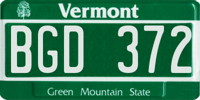 VT license plate BGD372