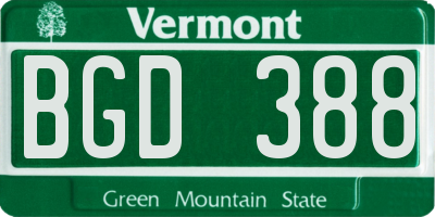 VT license plate BGD388