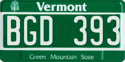 VT license plate BGD393