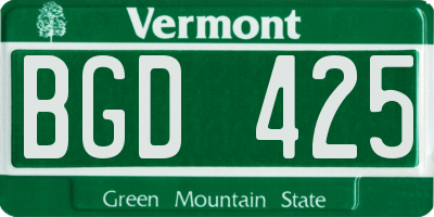 VT license plate BGD425