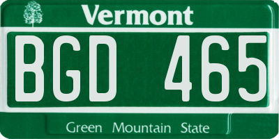 VT license plate BGD465