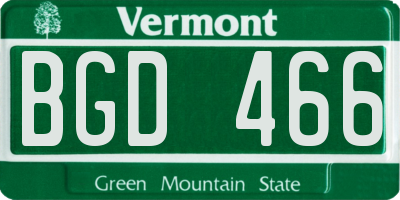 VT license plate BGD466