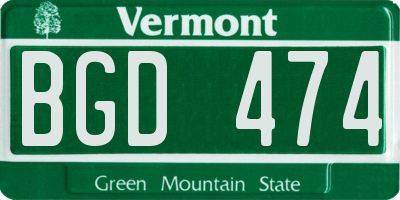 VT license plate BGD474