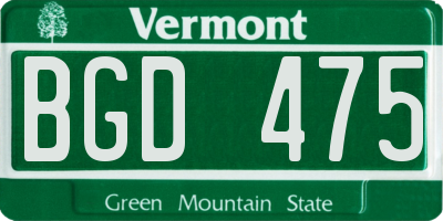 VT license plate BGD475