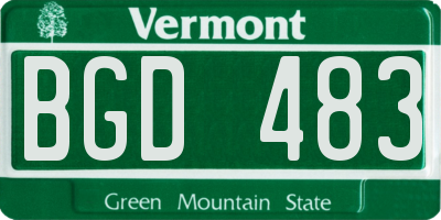 VT license plate BGD483