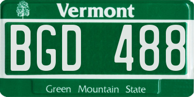 VT license plate BGD488