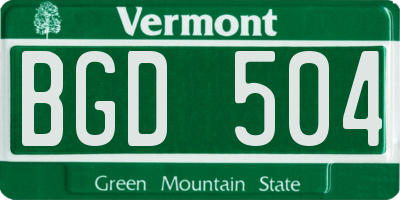VT license plate BGD504