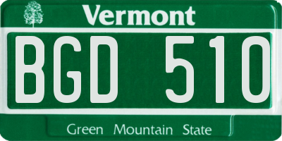 VT license plate BGD510