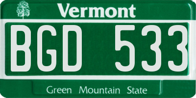 VT license plate BGD533