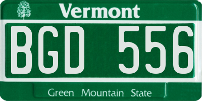 VT license plate BGD556