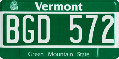 VT license plate BGD572