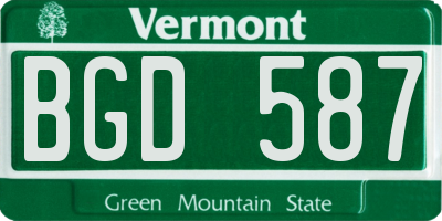 VT license plate BGD587