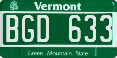 VT license plate BGD633