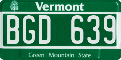 VT license plate BGD639