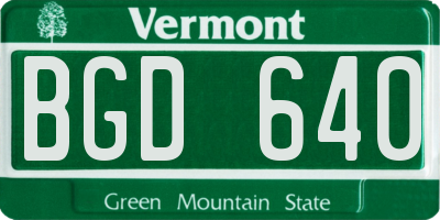 VT license plate BGD640