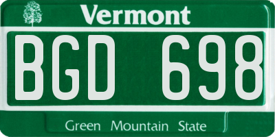 VT license plate BGD698