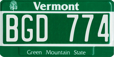 VT license plate BGD774