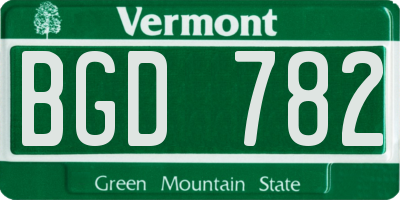 VT license plate BGD782