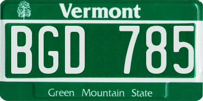 VT license plate BGD785