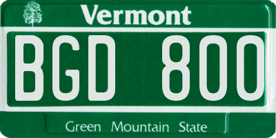 VT license plate BGD800