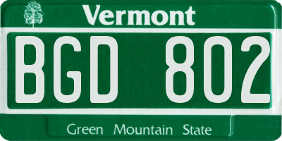 VT license plate BGD802