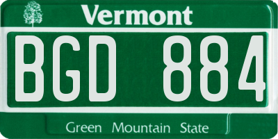 VT license plate BGD884